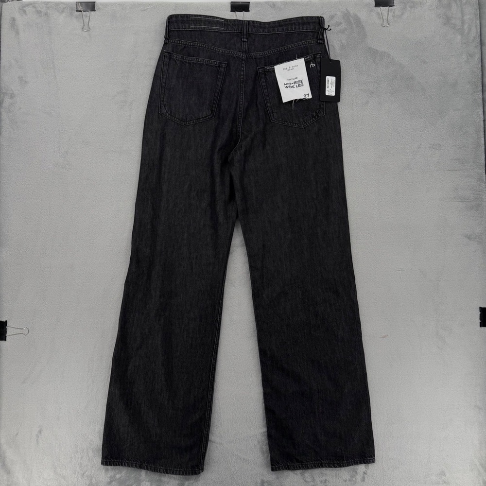 Rag & Bone Lori Mid-Rise Wide Leg Jeans Senoia Black Grey Women's Size 27 NEW - Picture 13 of 16